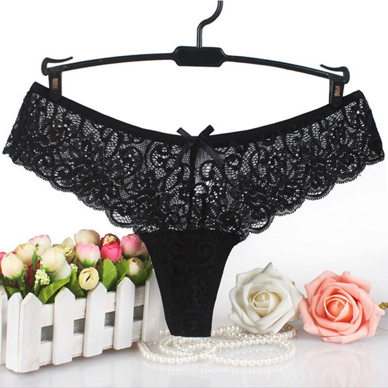 Alluring Black Lace Panty with Bow Detail-Panty-Bellascena-bellascena