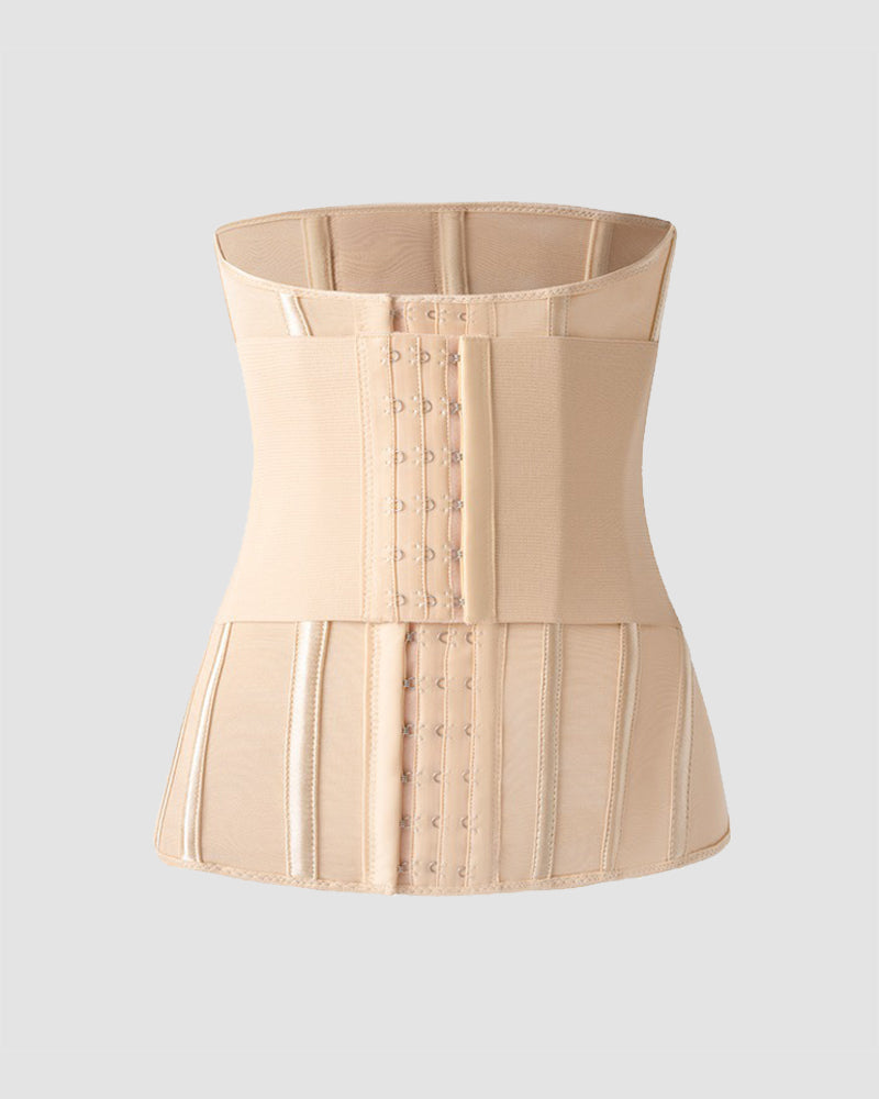 Beige Nylon Corset with Hook-and-Eye Closure-Corset-Bellascena-Apricot-XS-bellascena