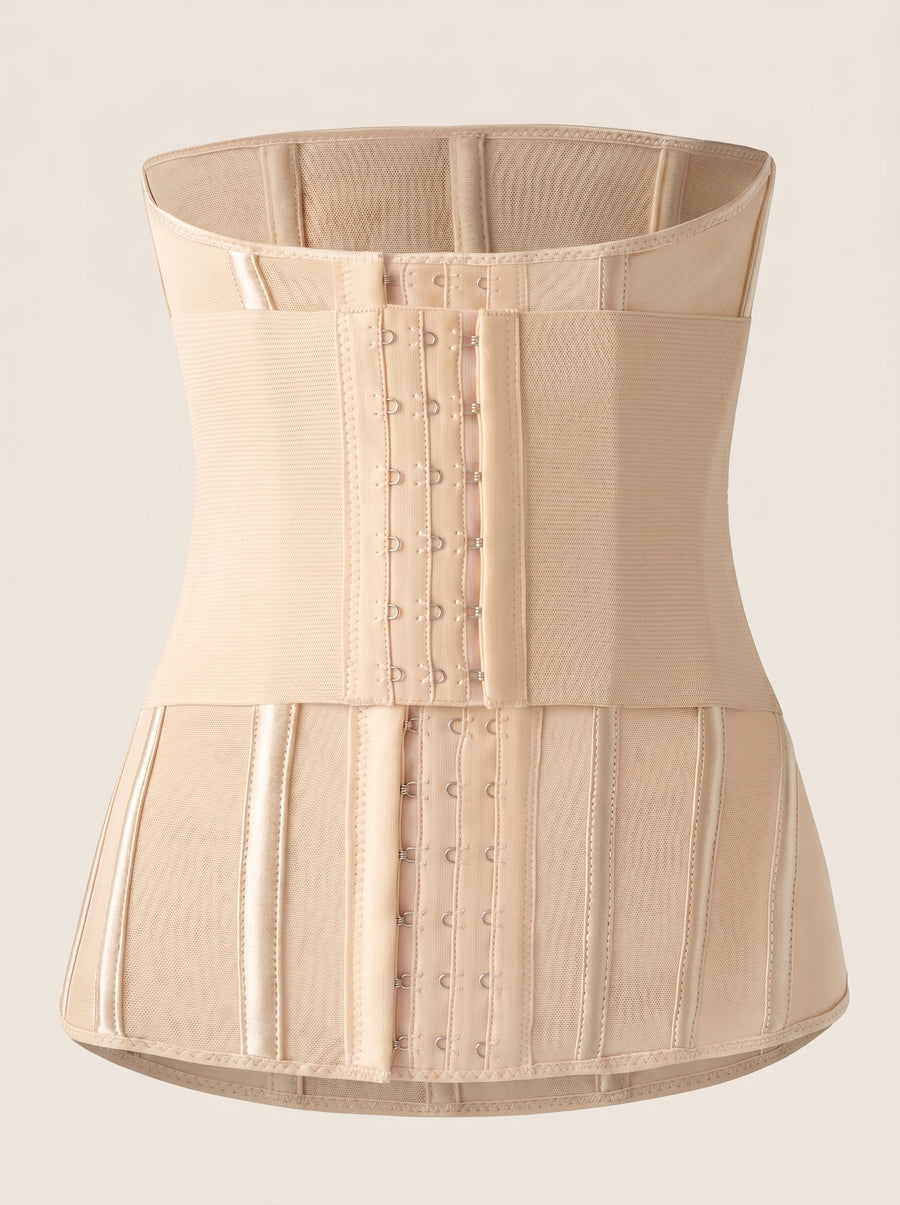 Beige Nylon Corset with Hook-and-Eye Closure-Corset-Bellascena-bellascena
