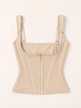 Beige Nylon Waist Trainer with Adjustable Straps-Shapewear-Bellascena-bellascena
