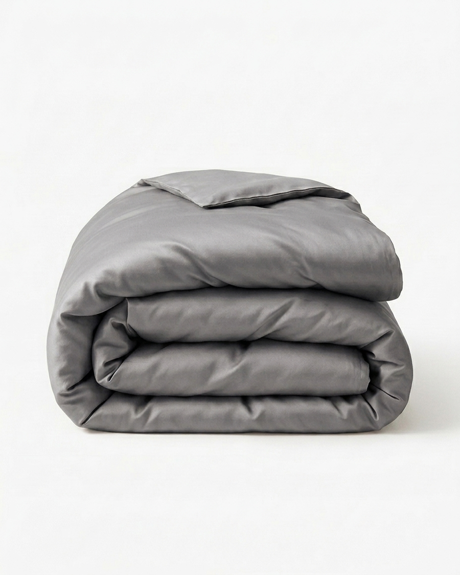 Beige Satin Duvet Cover with Luxe Feel-Duvet Cover-Bellascena-Dark Gray-140x200cm-bellascena
