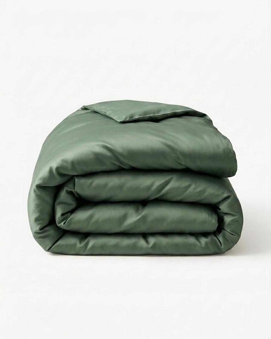 Beige Satin Duvet Cover with Luxe Feel-Duvet Cover-Bellascena-Green-140x200cm-bellascena
