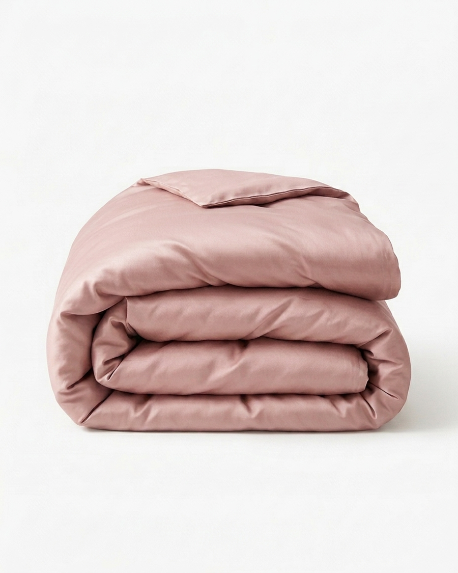 Beige Satin Duvet Cover with Luxe Feel-Duvet Cover-Bellascena-Pink-140x200cm-bellascena