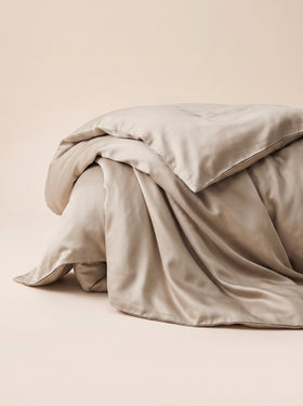 Beige Satin Duvet Cover with Luxe Feel-Duvet Cover-Bellascena-bellascena