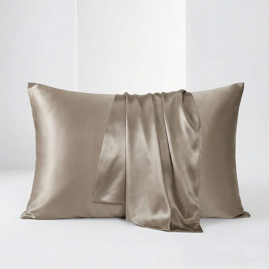 Beige Satin Pillowcase with Smooth Texture-Pillowcase-Bellascena-Light Coffee-40x60cm-bellascena