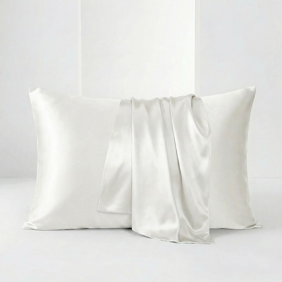 Beige Satin Pillowcase with Smooth Texture-Pillowcase-Bellascena-White-40x60cm-bellascena