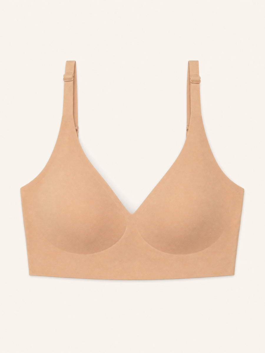 Beige Satin Wireless Bra with Push-Up Design-Bra-Bellascena-bellascena
