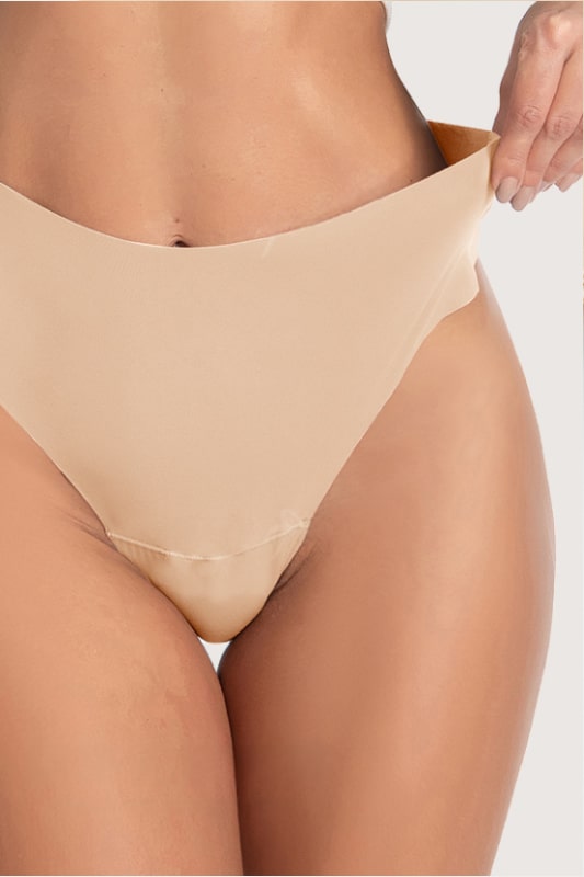 Beige Stretchy Bodysuit with Strappy Design-Bodysuit-Bellascena-bellascena