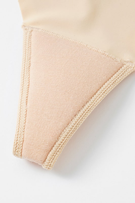Beige Stretchy Bodysuit with Strappy Design-Bodysuit-Bellascena-bellascena