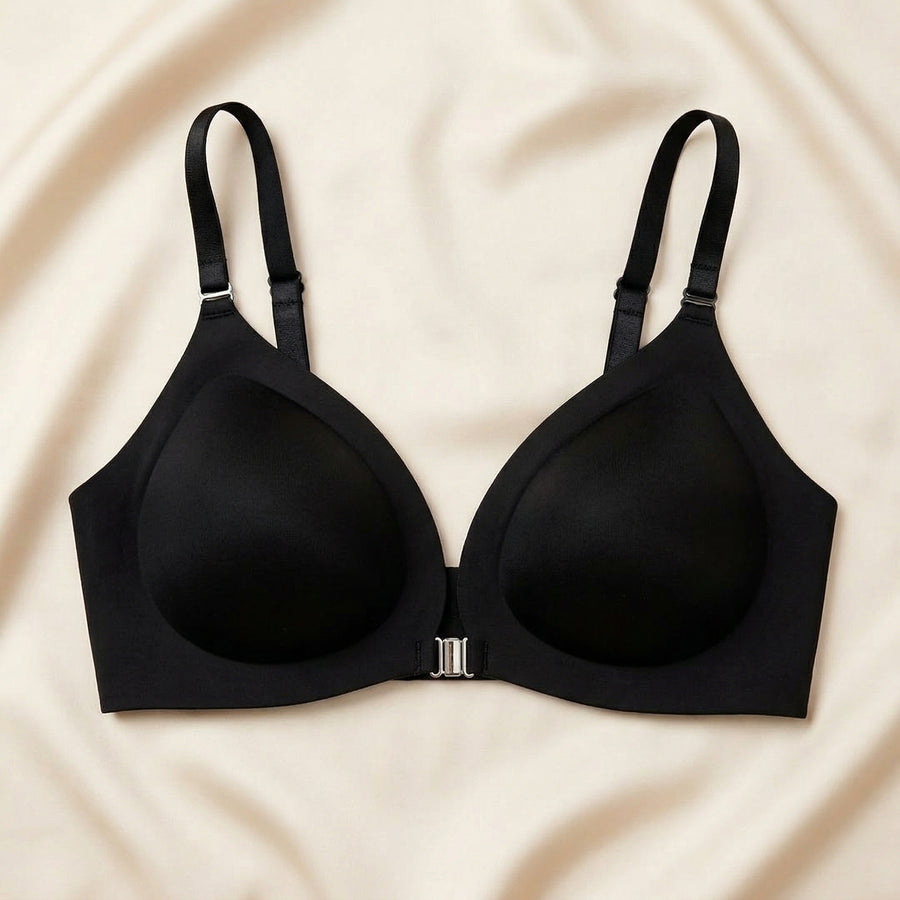 Black Cotton Strappy Bra with Adjustable Straps-Bra-Bellascena-bellascena