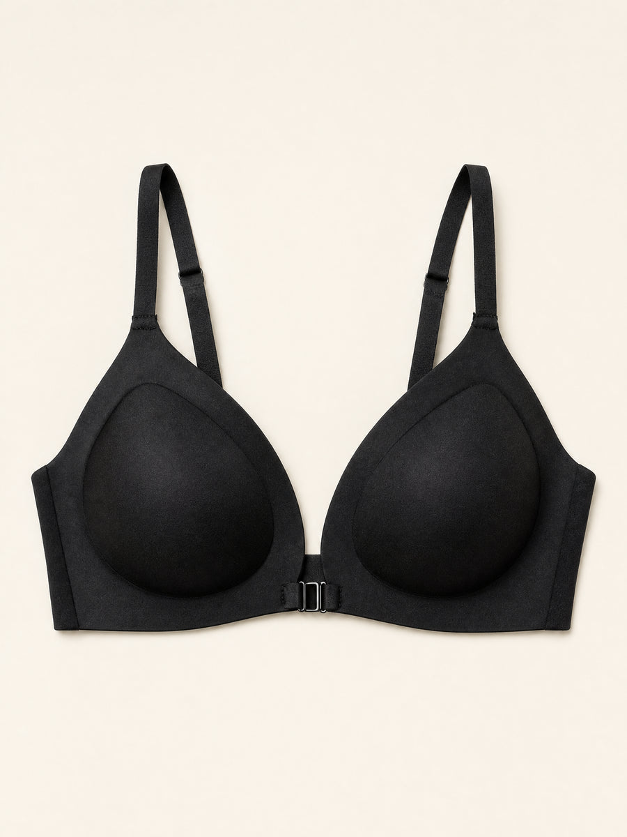 Black Cotton Strappy Bra with Adjustable Straps-Bra-Bellascena-bellascena