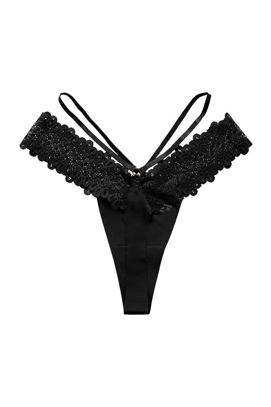 Black Lace Bodysuit with Strappy Detailing-Bodysuit-Bellascena-bellascena