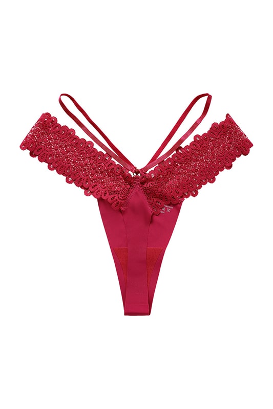 Black Lace Bodysuit with Strappy Detailing-Bodysuit-Bellascena-Red-S-bellascena
