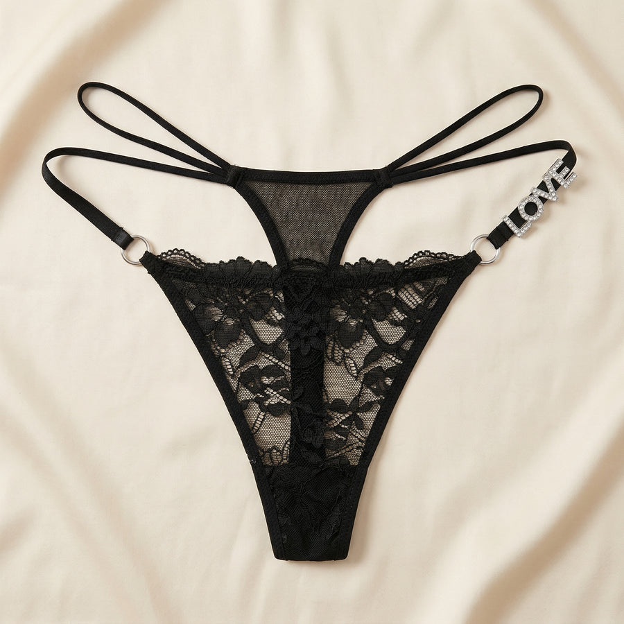 Black Lace Bodysuit with Strappy Sheer Detail-Bodysuit-Bellascena-bellascena