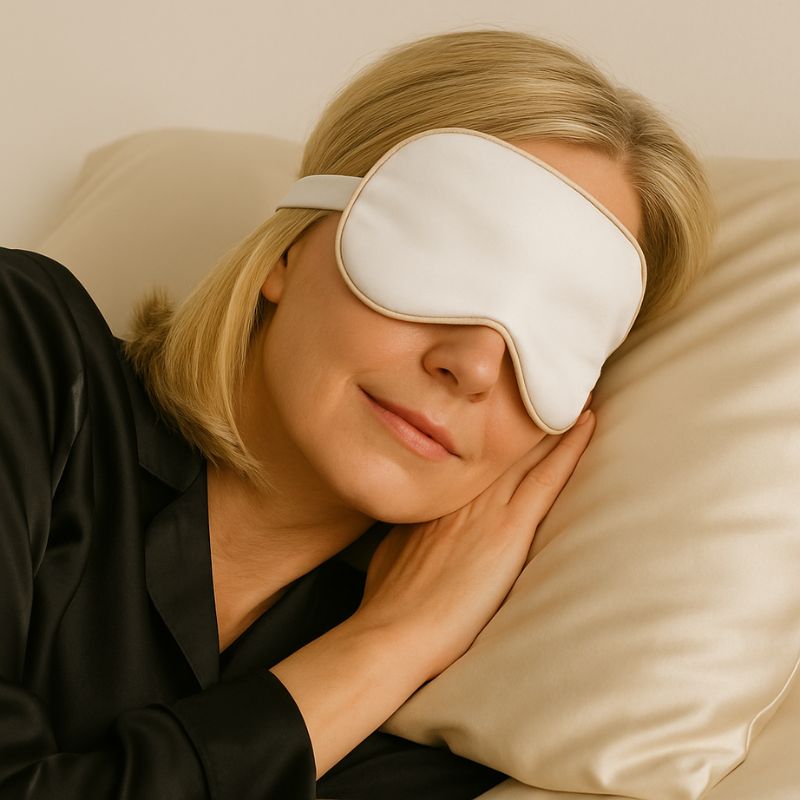 Black Satin Eye Mask with Adjustable Straps for Comfort-Eye Mask-Bellascena-bellascena