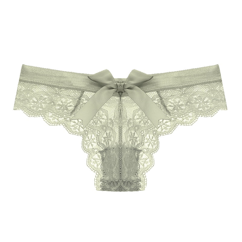 Burgundy Lace Panty with Bow Detail-Panty-Bellascena-Green-S/M-bellascena