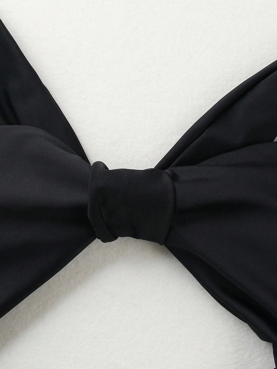 Chic Black and White Satin Bodysuit with Strappy Cutouts-Bodysuit-Bellascena-bellascena