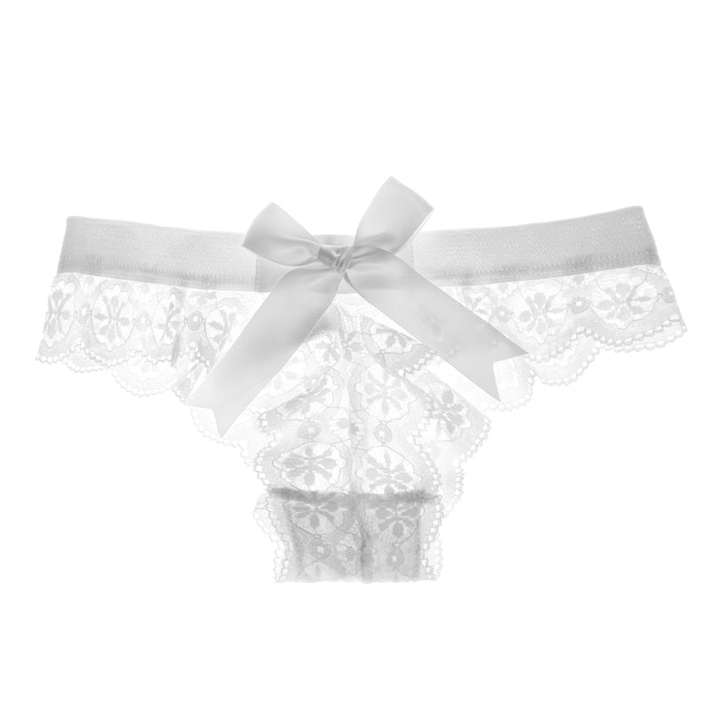 Chic White Lace Panty with Bow Detail-Panty-Bellascena-bellascena