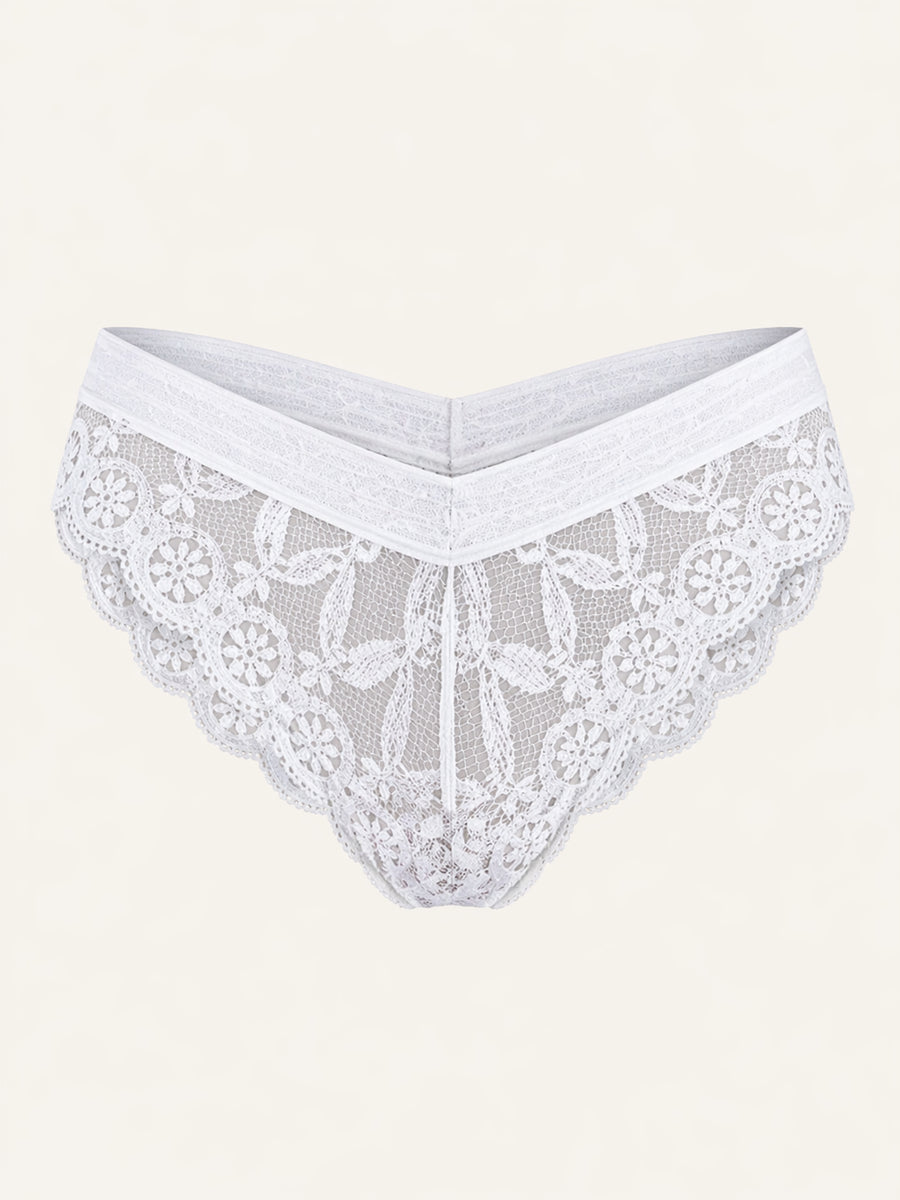 Chic White Lace Panty with Bow Detail-Panty-Bellascena-White-S-bellascena