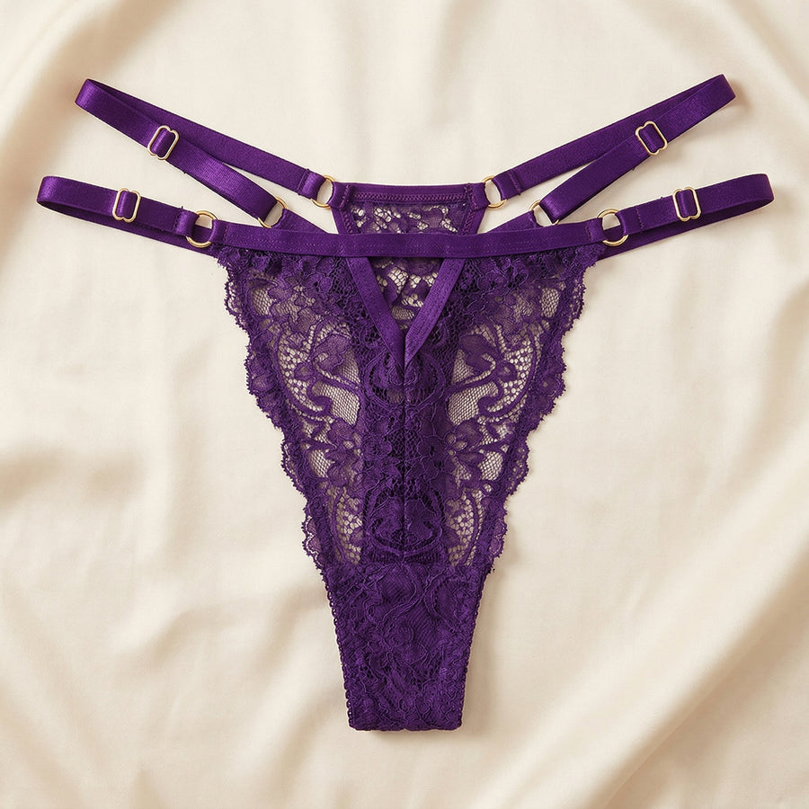 Deep Purple Lace Bodysuit with Adjustable Straps-Bodysuit-Bellascena-bellascena