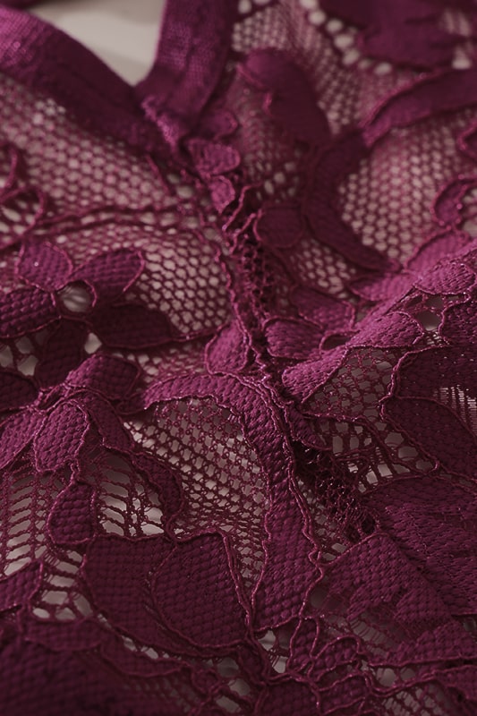 Deep Purple Lace Bodysuit with Adjustable Straps-Bodysuit-Bellascena-bellascena
