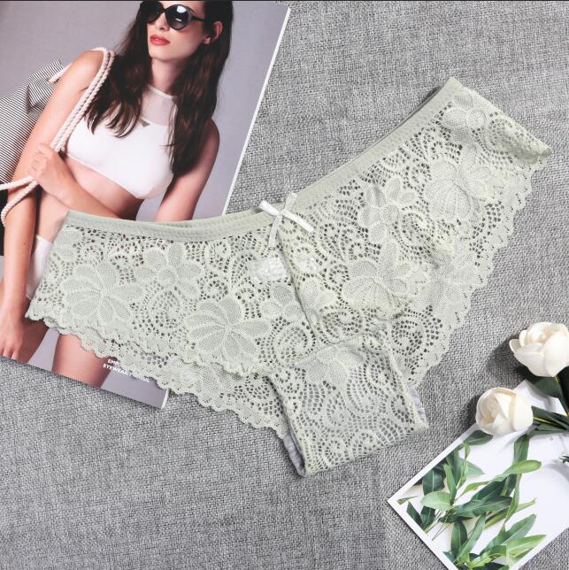 Delicate Floral Lace Panty with Scalloped Edges-Panty-Bellascena-Green-S/M-bellascena