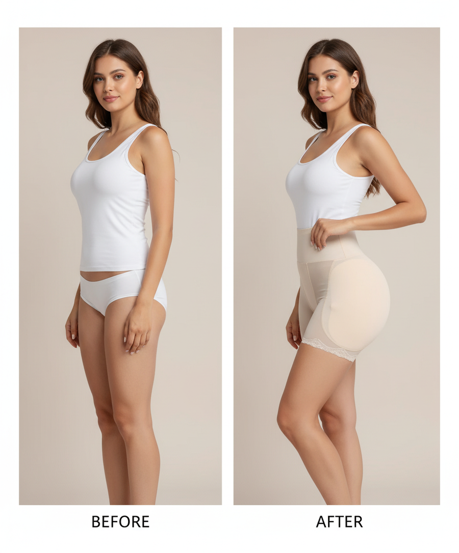 Elegant Beige Mesh Padded Hipster Brief with Lace Detail-Panty-Bellascena-bellascena