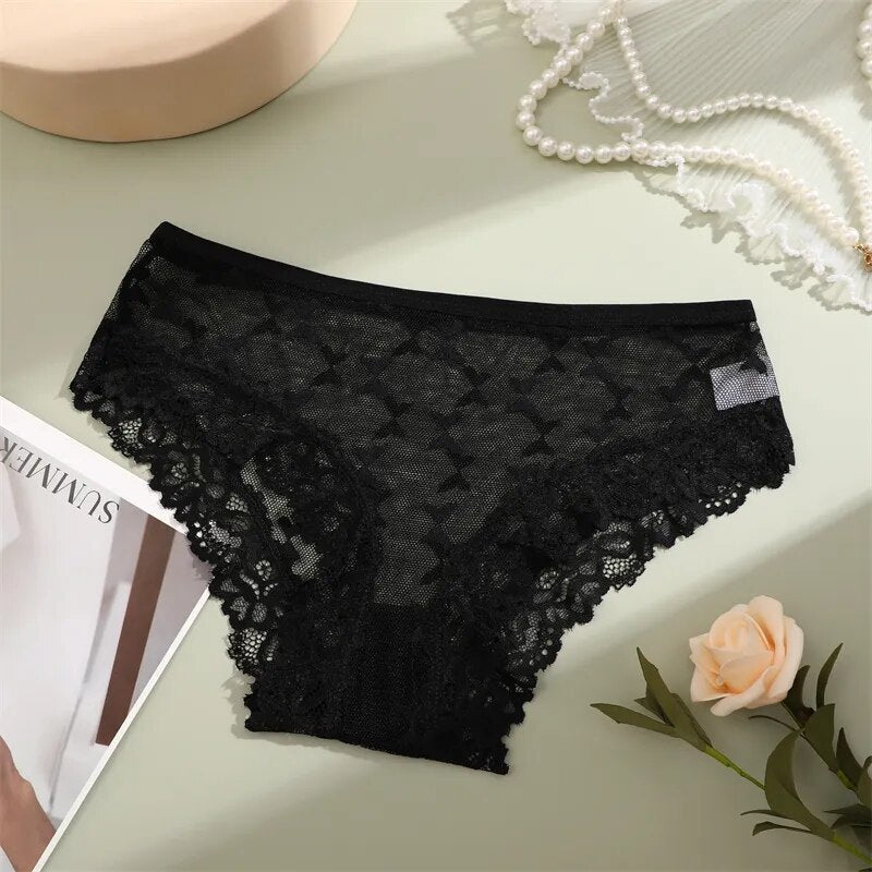 Elegant Black Lace Bodysuit with Sheer Scalloped Edges-Panty-Bellascena-bellascena