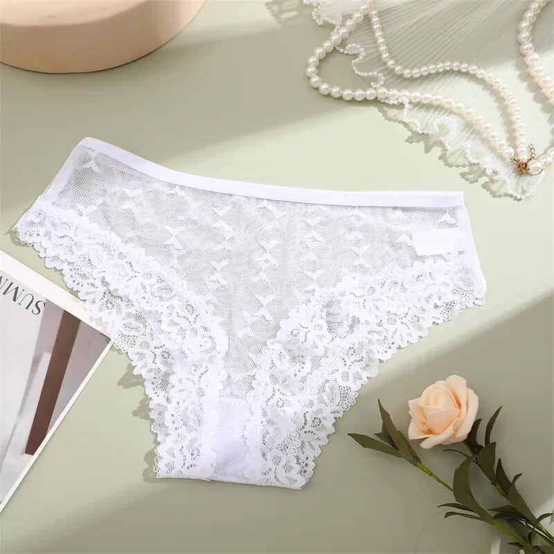 Elegant Black Lace Bodysuit with Sheer Scalloped Edges-Panty-Bellascena-White-S-bellascena
