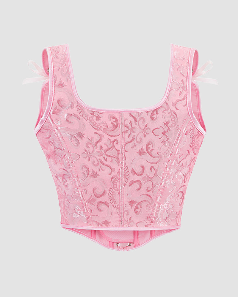Elegant Light Pink Lace Corset with Lace-Up Detail-Corset-Bellascena-bellascena