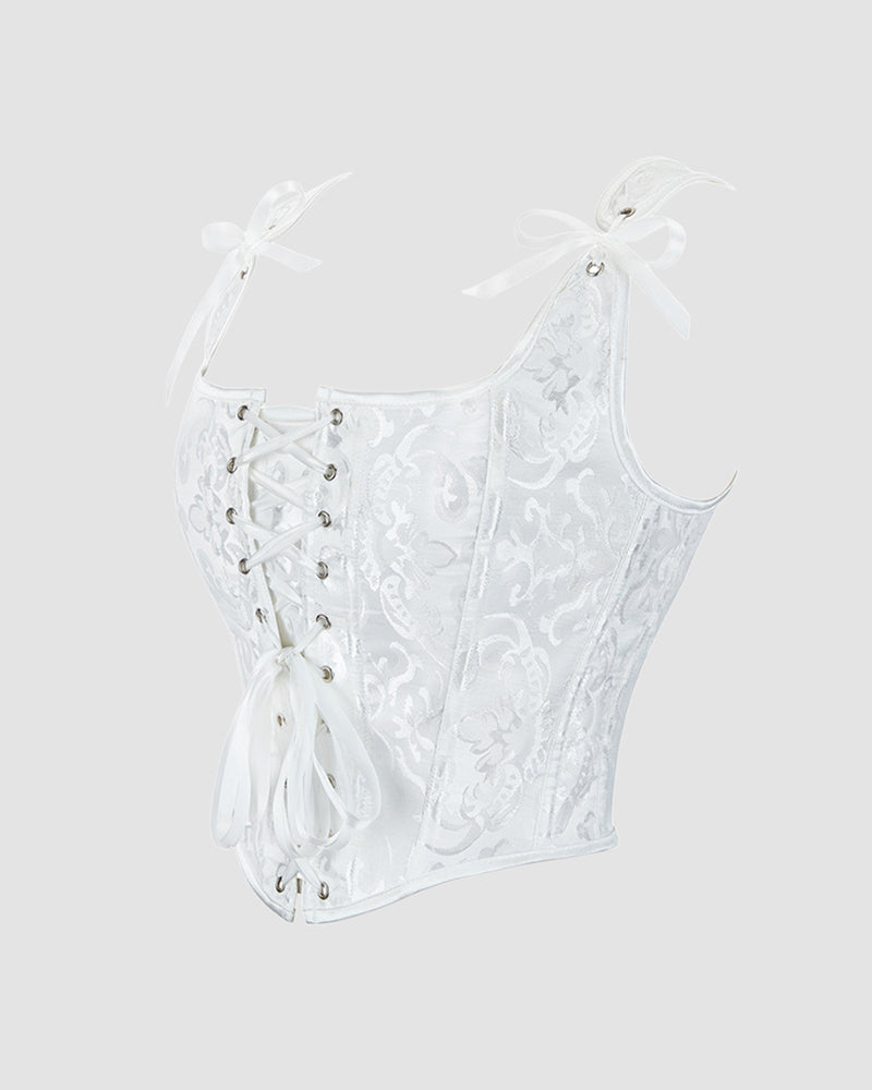 Elegant Light Pink Lace Corset with Lace-Up Detail-Corset-Bellascena-bellascena