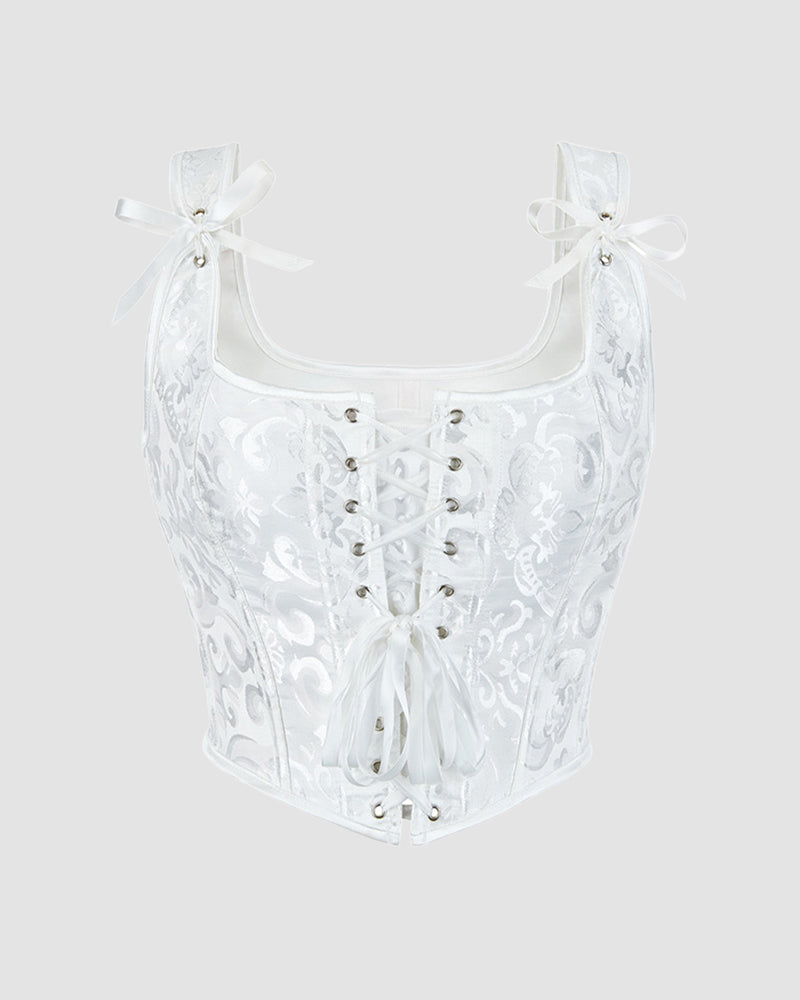 Elegant Light Pink Lace Corset with Lace-Up Detail-Corset-Bellascena-White-XS-bellascena