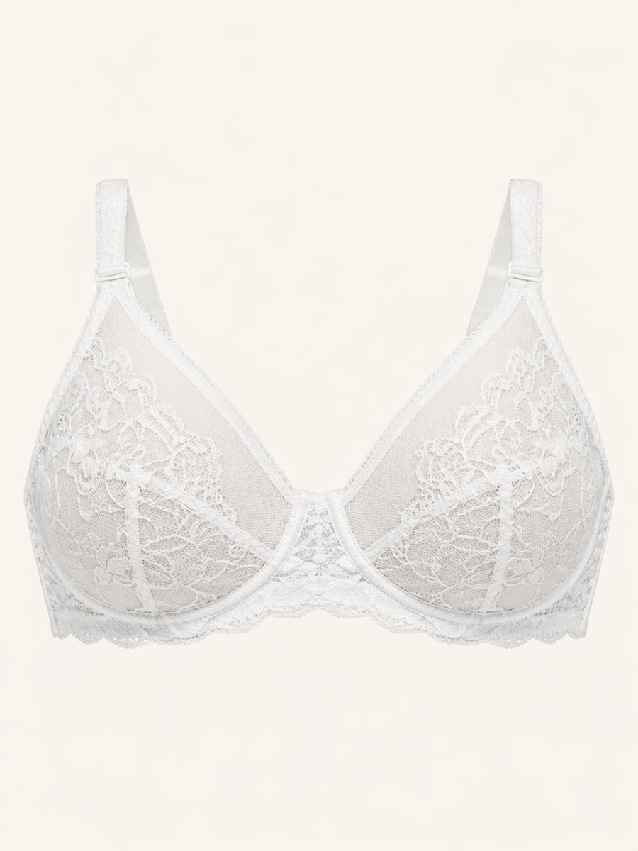 Elegant White Lace Bra with Underwired Support-Bra-Bellascena-White-A-75-bellascena