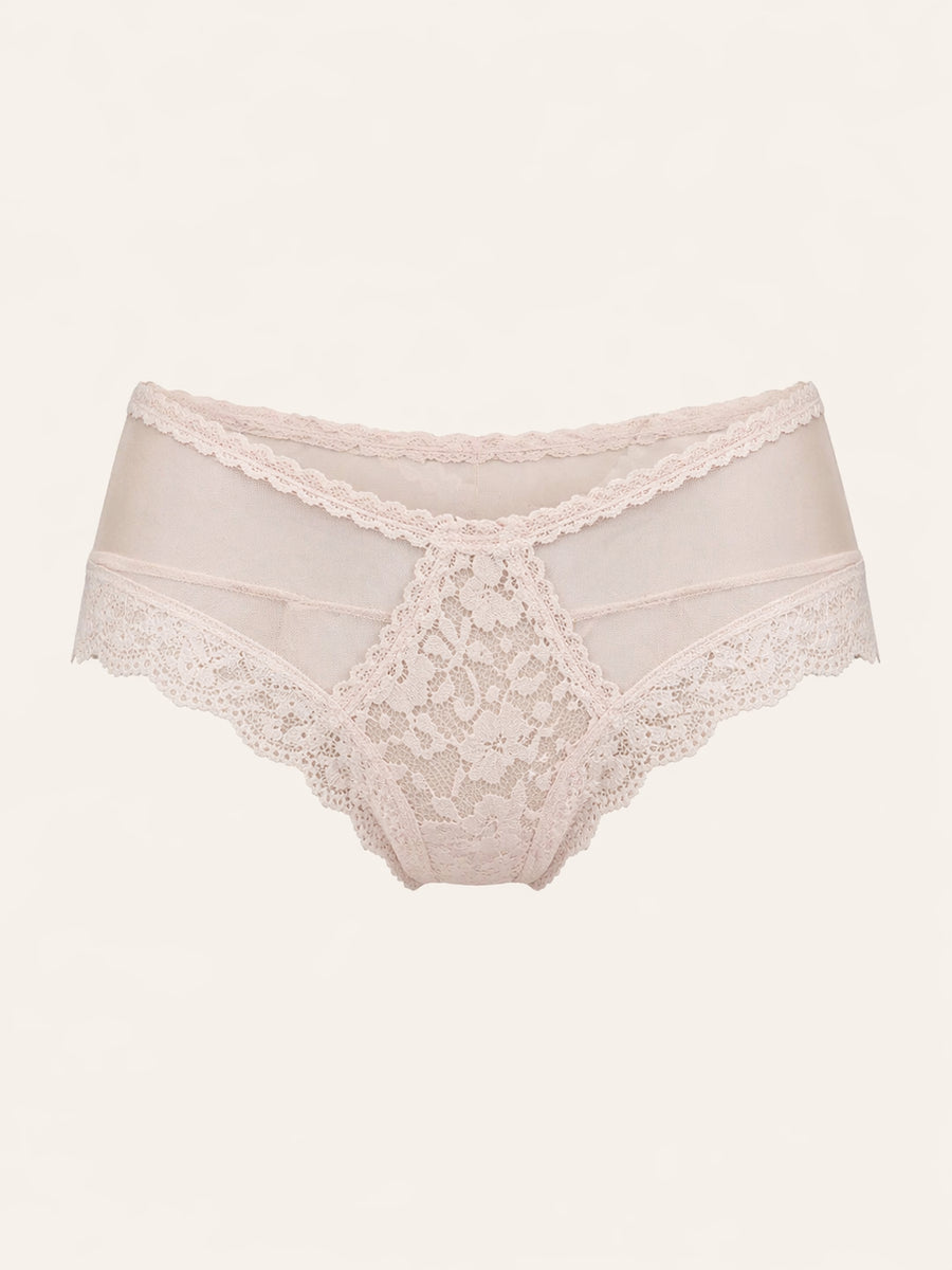 Floral Blush Lace Panty with Scalloped Edges-Panty-Bellascena-bellascena
