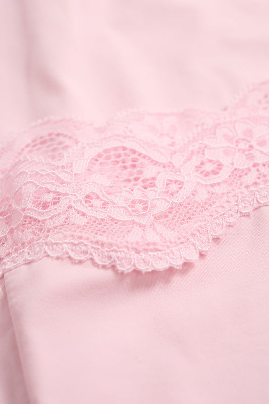 Floral Cotton Nightgown with Lace Trim-Nightgown-Bellascena-bellascena