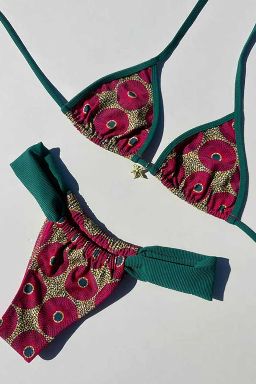 Floral Pink Stretch Bikini Set with Tie Closure-Bikini Set-Bellascena-bellascena