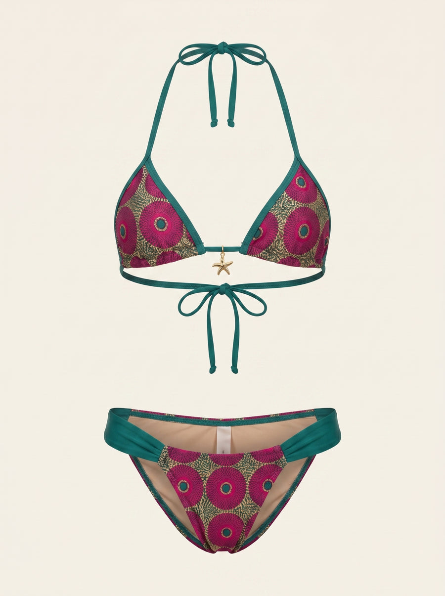 Floral Pink Stretch Bikini Set with Tie Closure-Bikini Set-Bellascena-S-Pink-bellascena