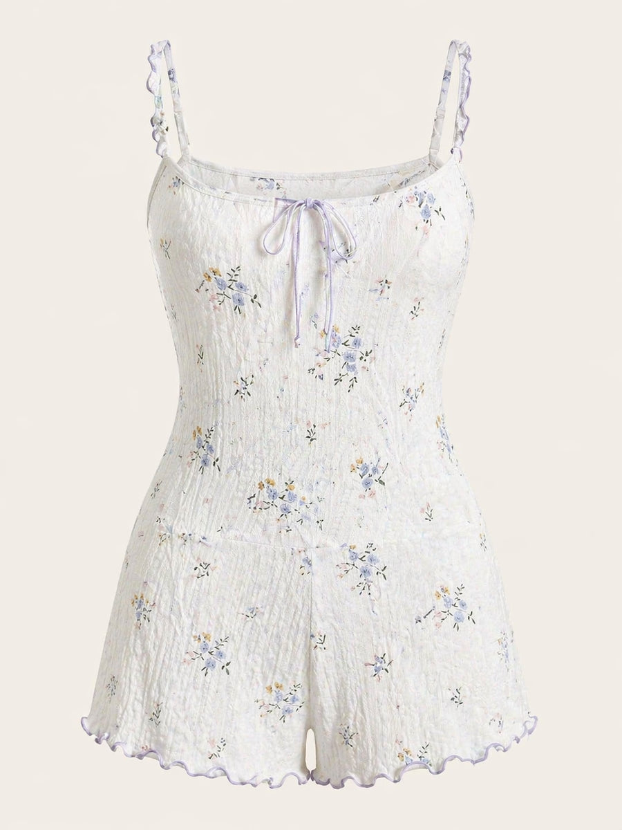 Floral White Cotton Bodysuit with Ruffle Detail-Bodysuit-Bellascena-S-White-bellascena