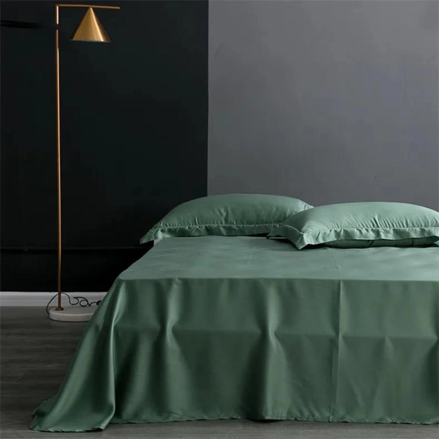 Gray-Blue Satin Bed Sheet with Seamless Glossy Finish-Bed Sheet-Bellascena-Emerald-245x250cm-bellascena