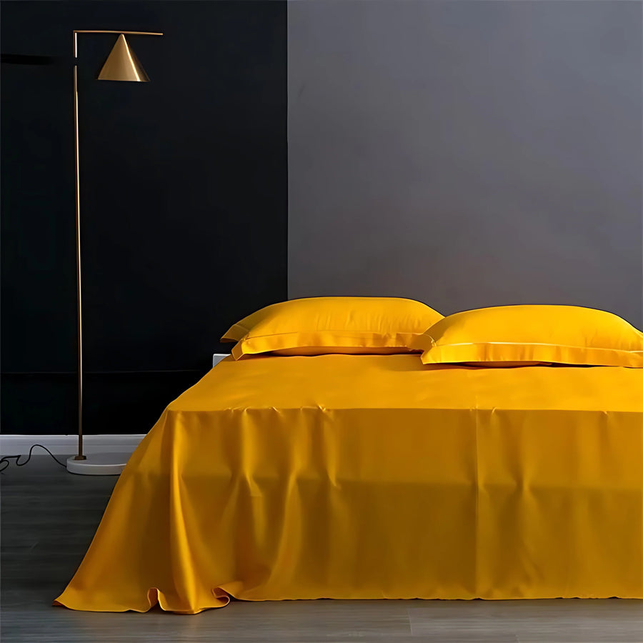 Gray-Blue Satin Bed Sheet with Seamless Glossy Finish-Bed Sheet-Bellascena-Sand-245x250cm-bellascena