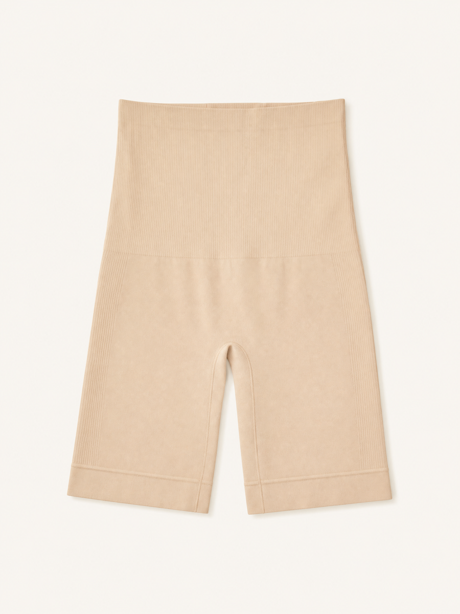 High-Waist Beige Nylon Shapewear with Seamless Support-Shapewear-Bellascena-bellascena