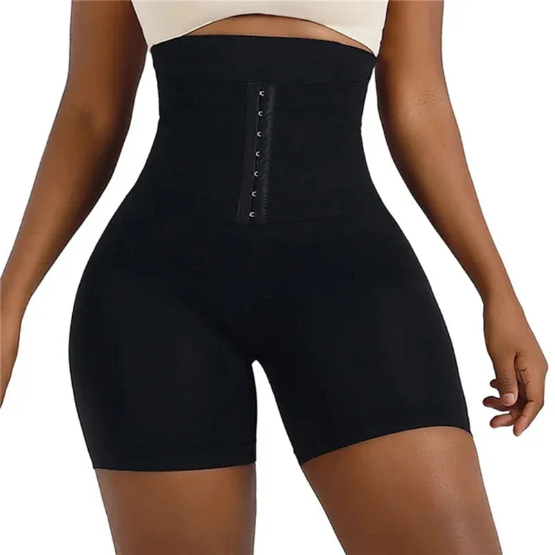High-Waist Beige Spandex Shapewear with Hook-and-Eye Closure-Shapewear-Bellascena-Black-M-bellascena
