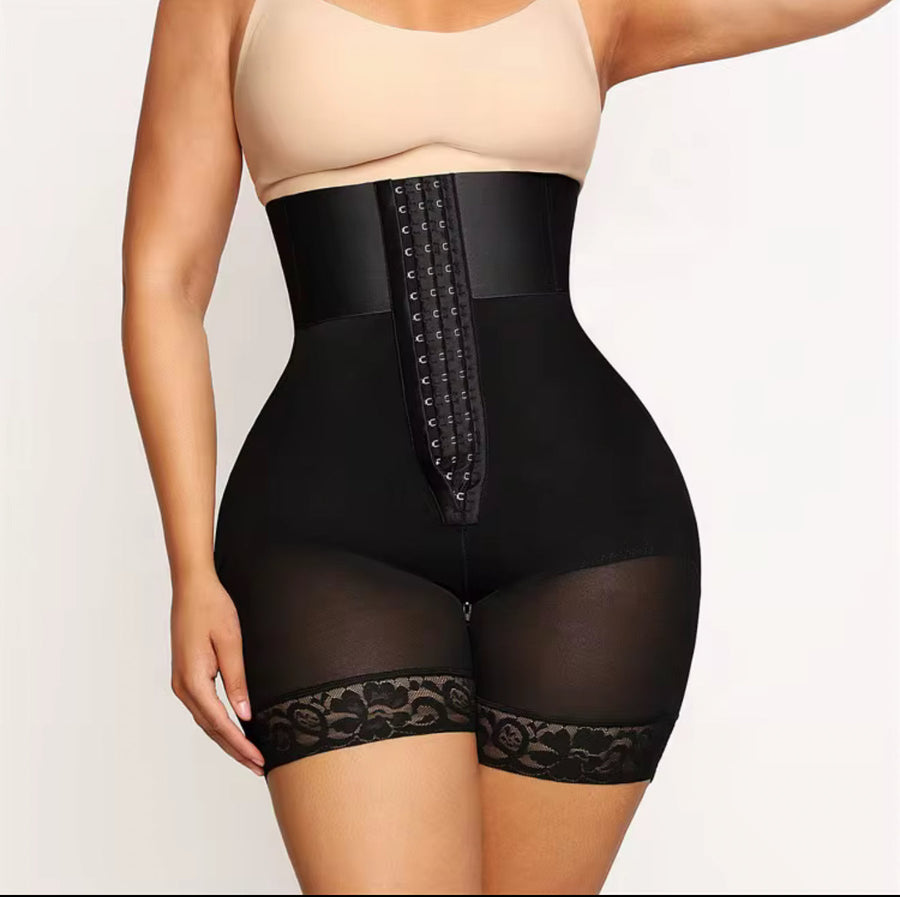 High-Waist Black Mesh Bodysuit with Lace Trim-Bodysuit-Bellascena-bellascena