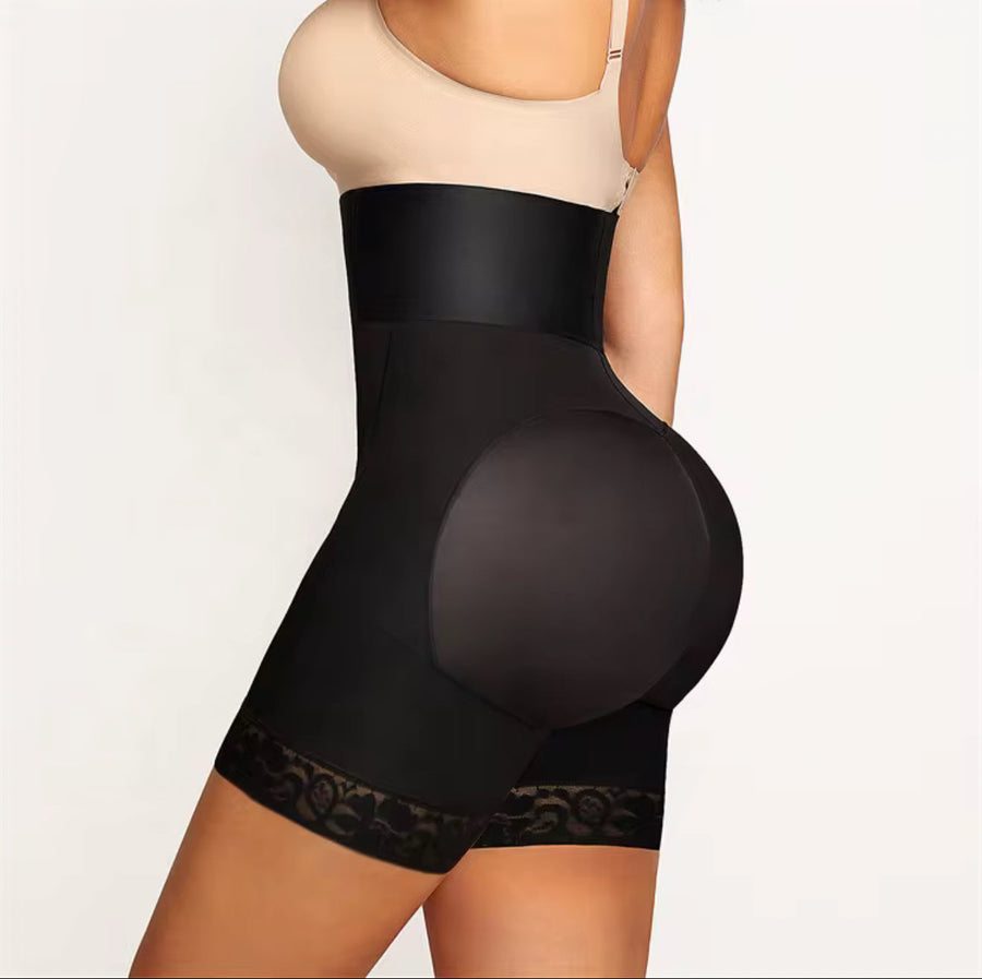 High-Waist Black Mesh Bodysuit with Lace Trim-Bodysuit-Bellascena-bellascena