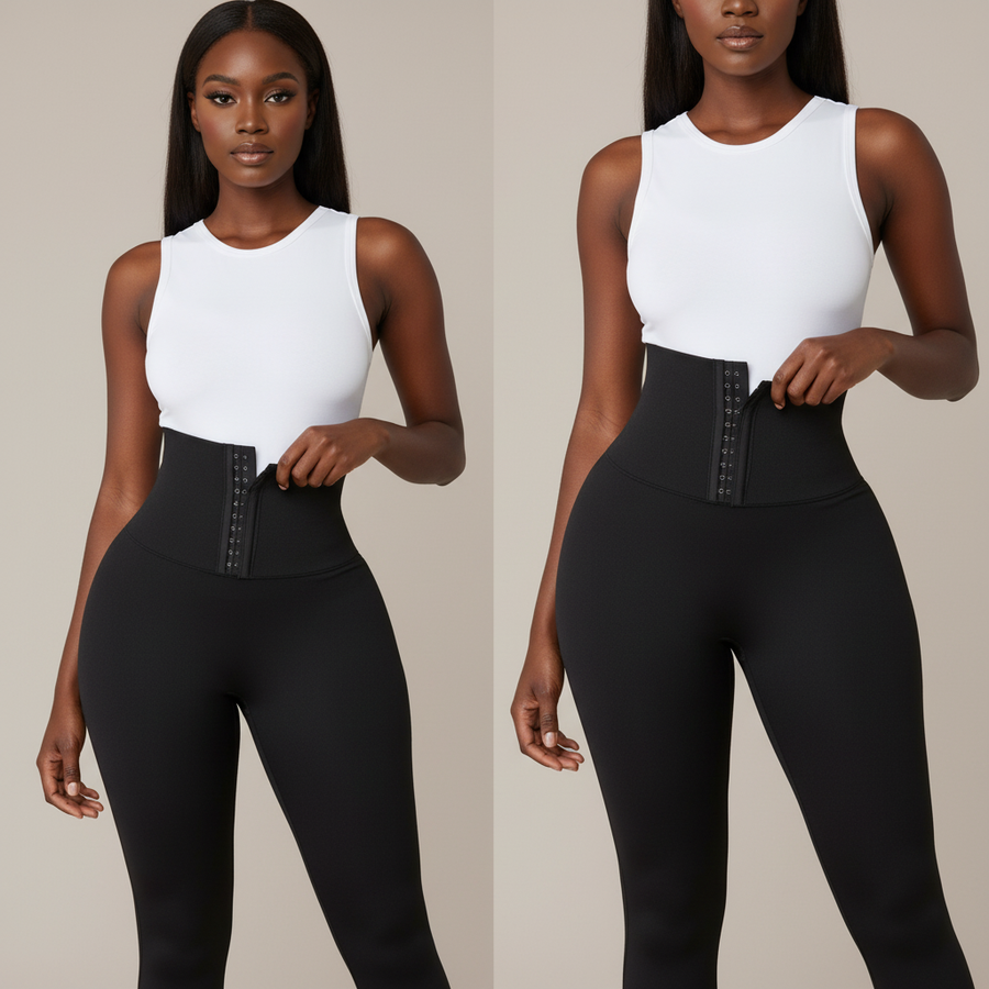 High-Waist Black Nylon Shapewear with Hook-and-Eye Closure-Shapewear-Bellascena-bellascena