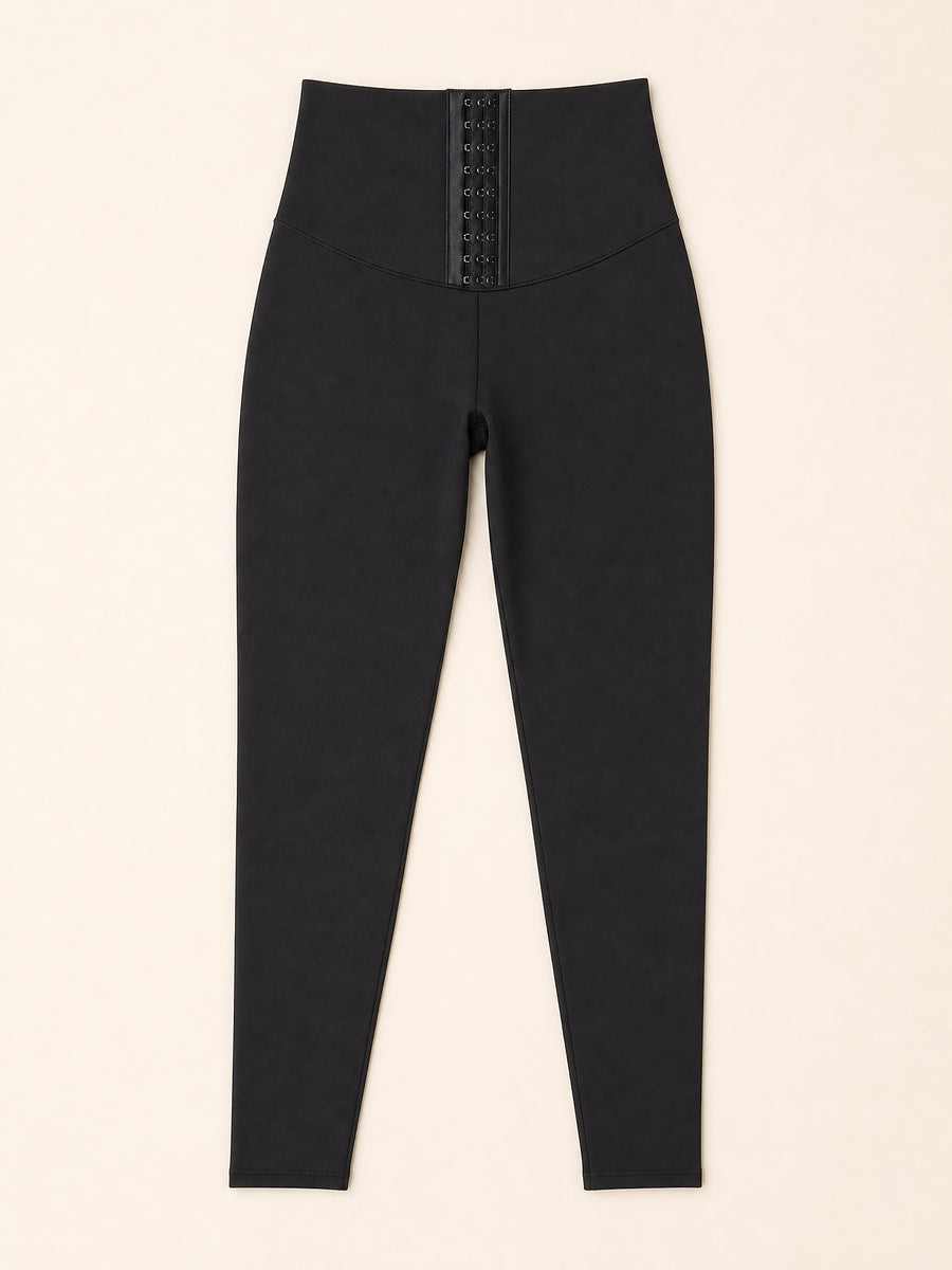 High-Waist Black Nylon Shapewear with Hook-and-Eye Closure-Shapewear-Bellascena-bellascena