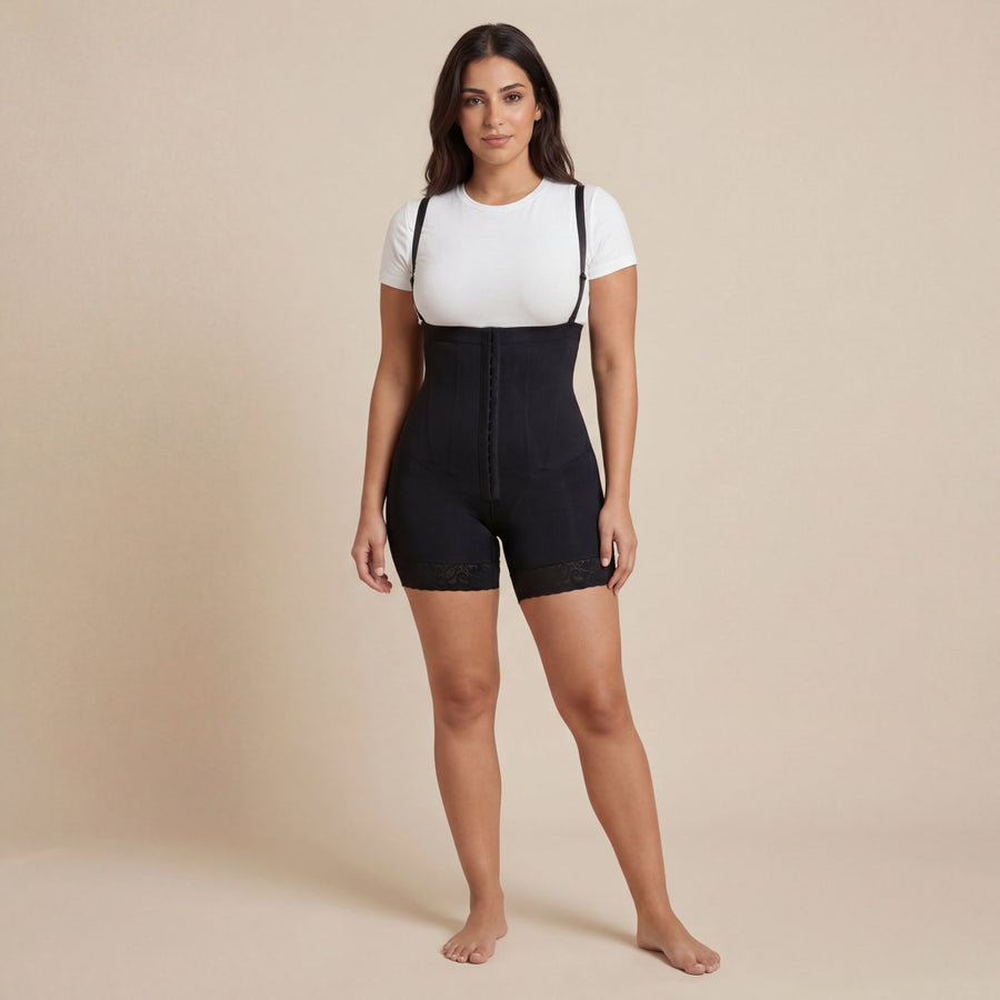 High-Waist Nude Stretch Shapewear with Removable Straps and Hook Closure-Shapewear-Bellascena-bellascena