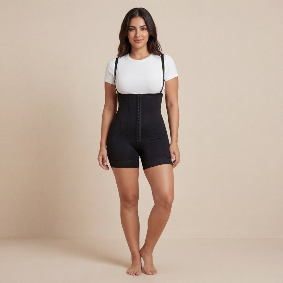 High-Waist Nude Stretch Shapewear with Removable Straps and Hook Closure-Shapewear-Bellascena-bellascena