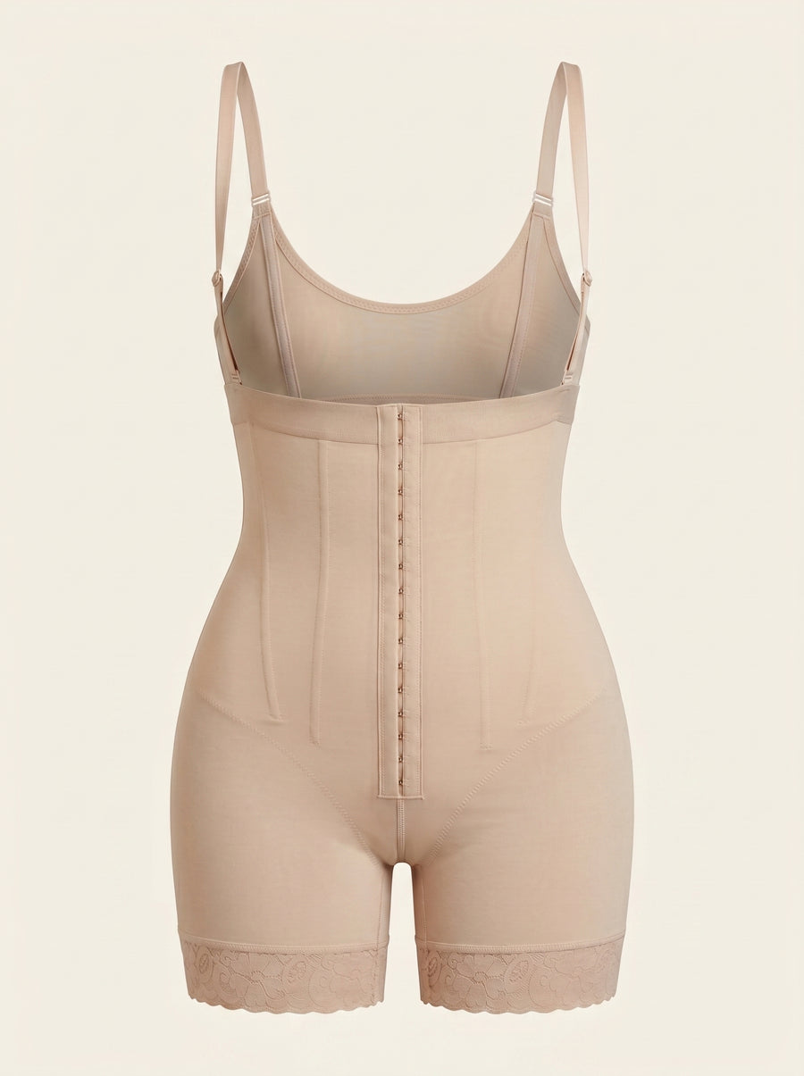 High-Waist Nude Stretch Shapewear with Removable Straps and Hook Closure-Shapewear-Bellascena-bellascena