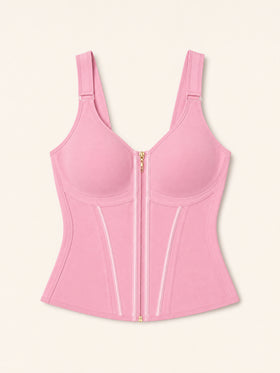High-Waist Solid Pink Polyester Shapewear with Built-in Bra-Shapewear-Bellascena-bellascena